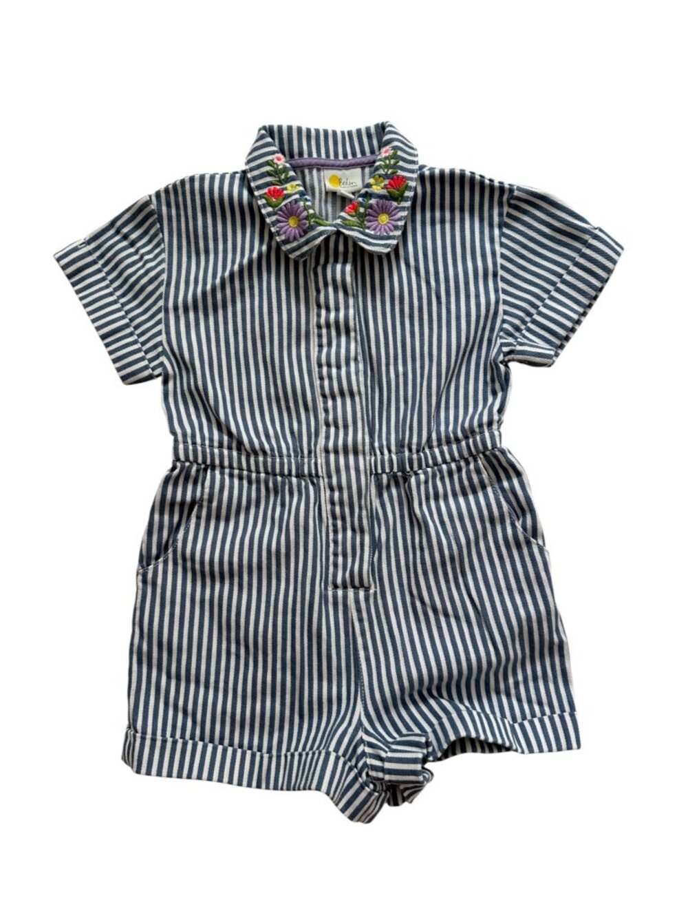 Mini Boden Soleil Striped Embroidered Romper Size 5-6